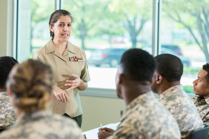 military officer teaching class