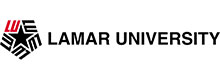 Lamar University logo: a black geometric emblem with red accents followed by the text'LAMAR UNIVERSITY' in black
