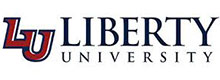 Liberty University logo: blue and red shield with the letters LU and the text Liberty University.