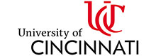 University of Cincinnati logo featuring red UC initials and wordmark.