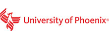University of Phoenix logo with red phoenix emblem and wordmark